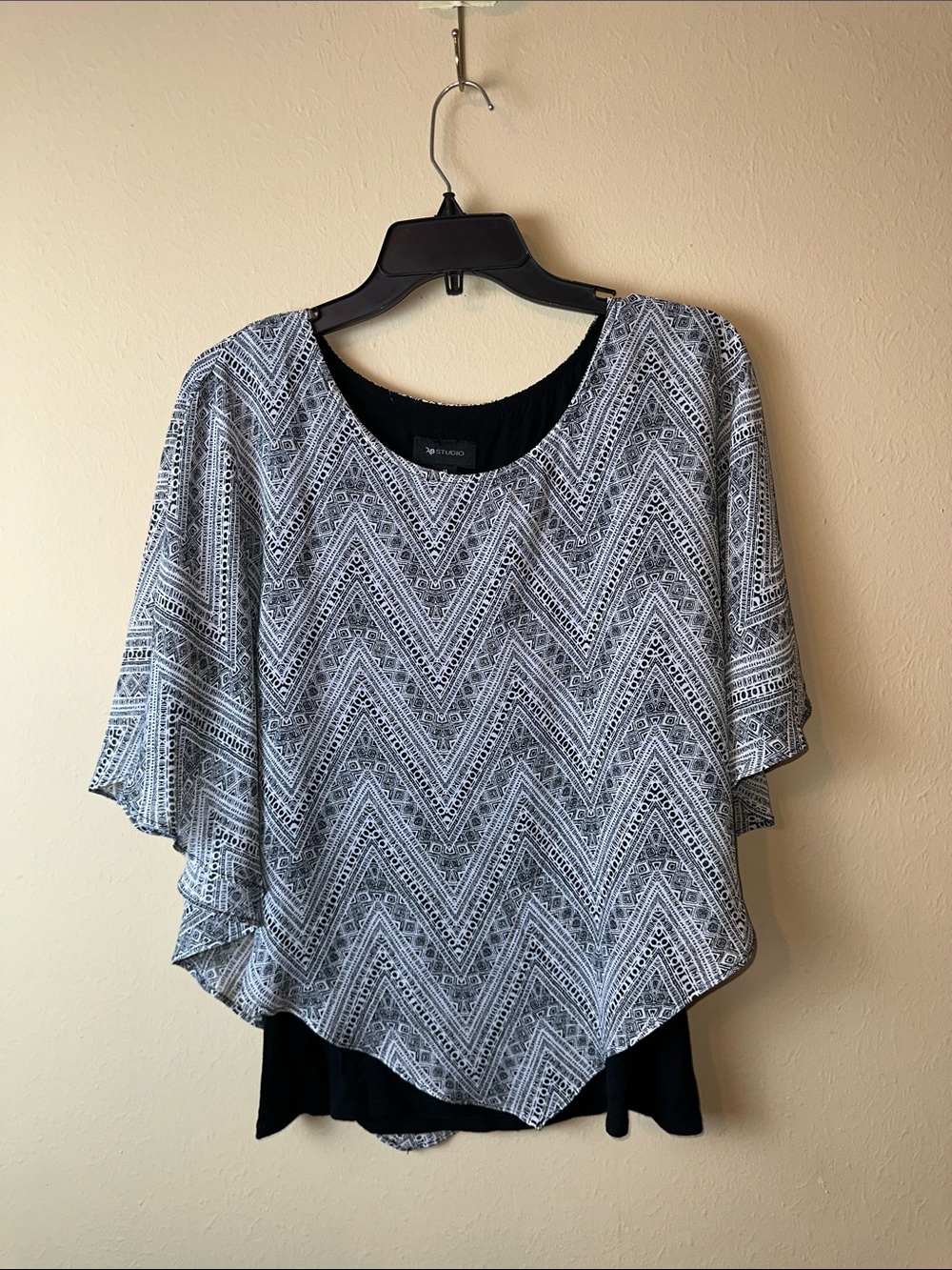 AB Studio Black & White Chevron Layered Tunic